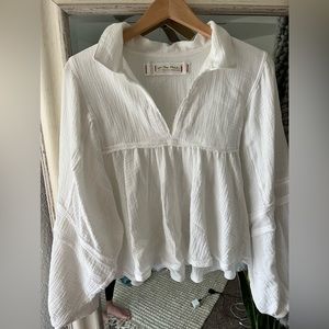 Free People- small White long sleeve blouse (with wide sleeves)